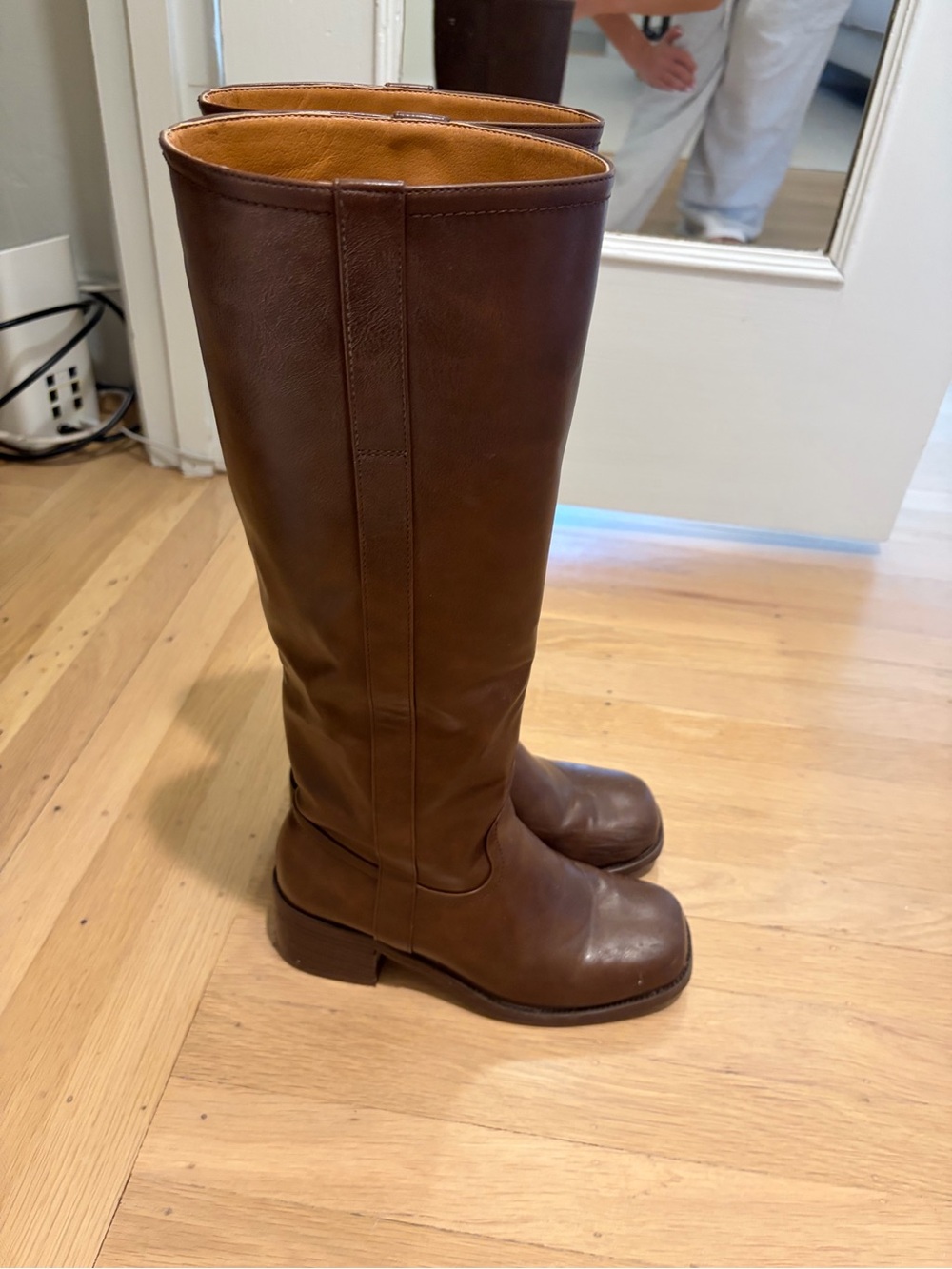 Classic Tall Brown Leather Riding Boots